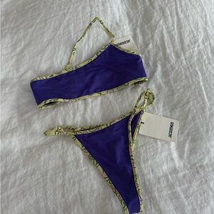 JACQUEMUS Le Bas De Maillot Maio Bikini Purple Paisley Size S BNWT